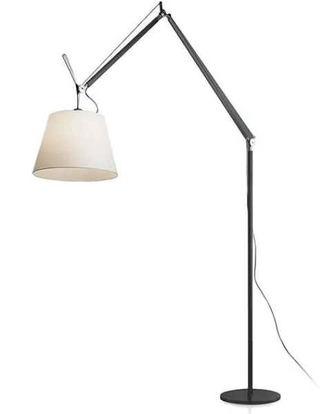 Artemide Tolomeo Mega Stehlampe Schwarzer Körper 32 cm Pergamentschirm mit Dimmer