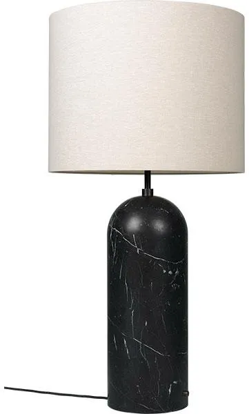 GUBI Gravity Stehlampe Schwarzer Marmor und Leinenschirm XL Niedrig