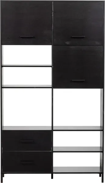 Aiko, Highboard, schwarz, H194x35x110 cm, Kiefernholz