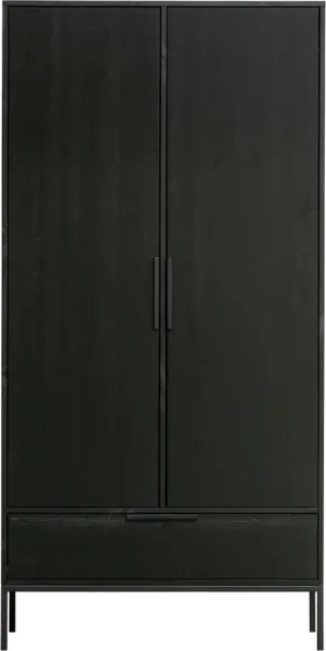 Adam, Highboard, Zweitürig, schwarz, H200x53x100 cm, Kiefernholz
