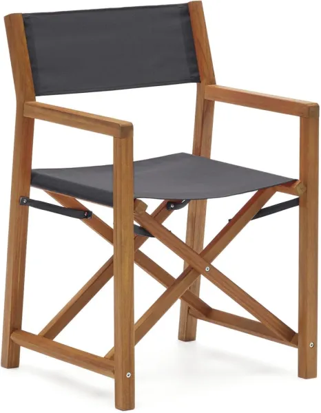 Thianna, Klappstuhl für den Außenbereich, schwarz/natur, Massivholz