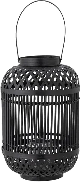 BLOOMINGVILLE Tilla Laterne mit Glas, Schwarz, Bambus