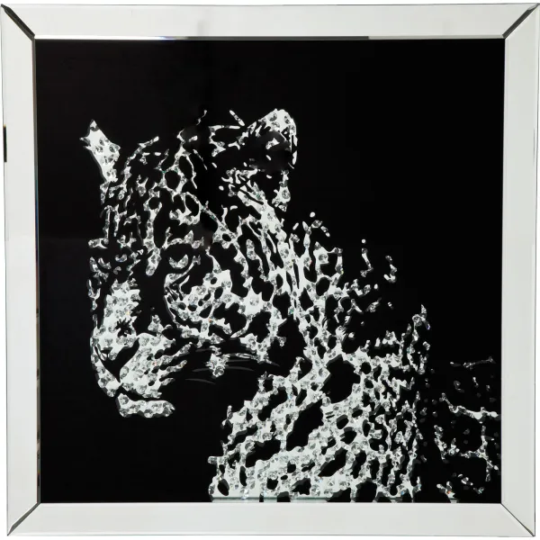 KARE DESIGN Poster, Mirror Leopard - Mehrfarbig, mit Rahmen, (80x80cm)