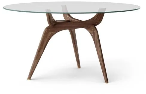 Brdr. Krüger TRIIIO Esstisch Ø135 Nussbaum Öl/Klares Glas