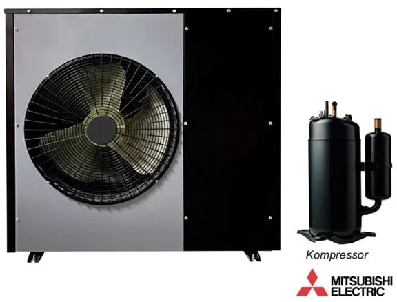 Andersen Electric Nordic One Luft/Wasser-Wärmepumpe mit WiFi, 7kW, Schwarz